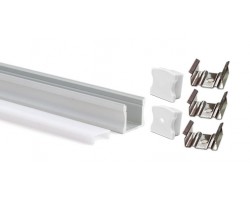 Perfil Aluminio Superficie ECO Blanco 17x14,5mm. para tiras LED, barra de 2 Metros - completo- (a 7,50€/mt)