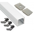 Perfil Aluminio Superficie ECO 20x19,7mm. para tiras LED, barra 2 metros -Completo-
