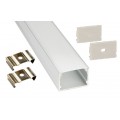 Perfil Aluminio Superficie 30x20mm. para tiras LED, barra 2 metros -Completo-