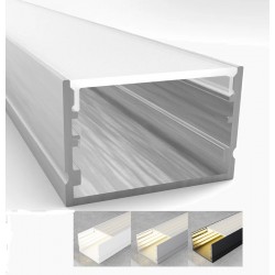 Perfil Aluminio Superficie 30x20mm. para tiras LED, barra 2 metros -Completo-, Aluminio, Blanco ó Negro