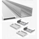 Perfil Aluminio Superficie 30x20mm. para tiras LED, barra 2 metros -Completo-, Aluminio, Blanco ó Negro