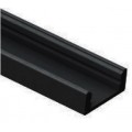 Perfil Aluminio Superficie Negro LINE 17,5x7mm. para tiras LED, barra de 2 Metros 