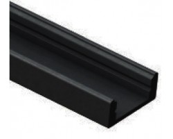 Perfil Aluminio Superficie Negro LINE 17,5x7mm. para tiras LED, barra de 2 Metros 