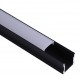 Perfil Aluminio Superficie Negro LINE 17,5x14mm. para tiras LED, barra de 3 Metros 