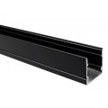 Perfil superficie aluminio Negro U 19x20mm para tiras LED, barra 2 Metros