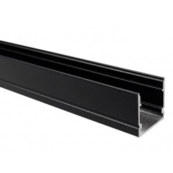 Perfil superficie aluminio Negro U 19x20mm para tiras LED, barra 2 Metros