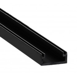 Perfil Superficie aluminio anodizado Negro 16x7mm para tiras LED, barra 2 Metros