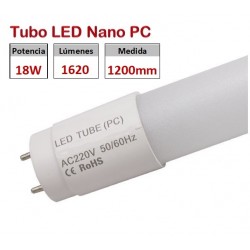 Tubo LED T8 1200mm Nano PC Eco 18W, conexión 1 lado