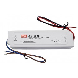 Fuente alimentación LED Voltaje constante IP67 100W 12VDC MEAN WELL