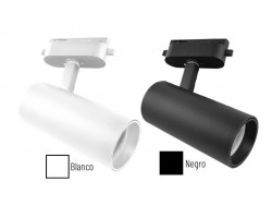 Foco Carril Bifásico LED, Lámpara GU10 Blanco ó Negro