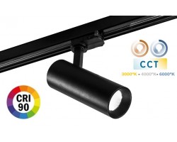 Focos carril Trifásico LED COB MD16 20W Negro, CCT Seleccionable CRI90