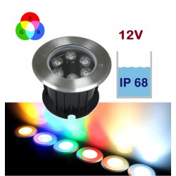 Foco LED exterior IP68 empotrar 6W 12V RGB, Ø100x76mm