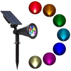 Foco LED Solar exterior jardin con piqueta 2W IP65 7 Colores