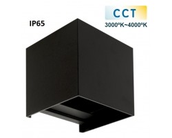 Aplique LED exterior IP65 superficie pared CUBIC 10W CCT 1100Lm Negro