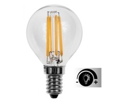 Lámpara LED Esferica Clara E14 4W Filamento 2700ºK Regulable