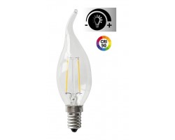 Lámpara LED Vela Clara Flama E14 4W Filamento 2700ºK CRI90 Regulable