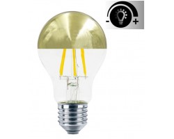 Lámpara LED Standard Clara Cupula espejo Oro E27 Filamento 6W 2700ºK 595lm Regulable