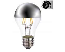 Lámpara LED Standard Clara Cupula espejo Plata E27 Filamento 6W 2700ºK 595lm Regulable