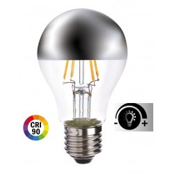 Lámpara LED Standard Clara Cupula espejo Plata E27 Filamento 7W 2700ºK 800lm Regulable
