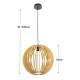 Lámpara Colgante Vintage Globo Madera Natural con p/lampara E27, cable y florón