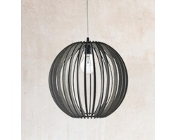 Lámpara Colgante Vintage Globo Madera Café con p/lampara E27, cable y florón