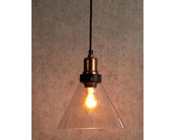 Lámpara Colgante Vintage Copa Cristal con p/lampara E27, cable y florón
