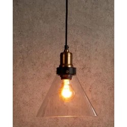 Lámpara Colgante Vintage Copa Cristal con p/lampara E27, cable y florón