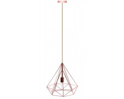 Lámpara Colgante Vintage estructura metálica Oro Rosa Diamante con p/lampara E27, cable y florón