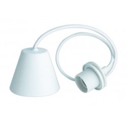 Portalámparas Blanco E-27 con 1 metro cable y florón