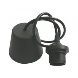 Portalámparas Negro E-27 con 1 metro cable y florón