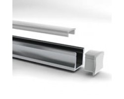 Perfil Aluminio Superficie 17x15mm. para tiras LED, barra de 3 Metros - completo-