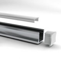 Perfil Aluminio Superficie 17x15mm. para tiras LED, barra de 3 Metros - completo-