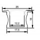Perfil Aluminio Empotrar 25x15mm. para tiras LED, barra 3 Metros -completo-