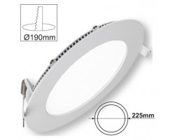 Downlight panel LED Redondo 225mm Blanco 18W, Corte 190mm.