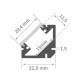 Perfil Angulo aluminio anodizado 22x22mm para tiras LED, barra 2 Metros